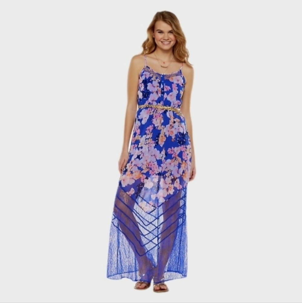 Candies Floral Lace Pull Over Maxi Dress Size Large
